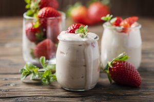 Healthy yogurt with strawberry
